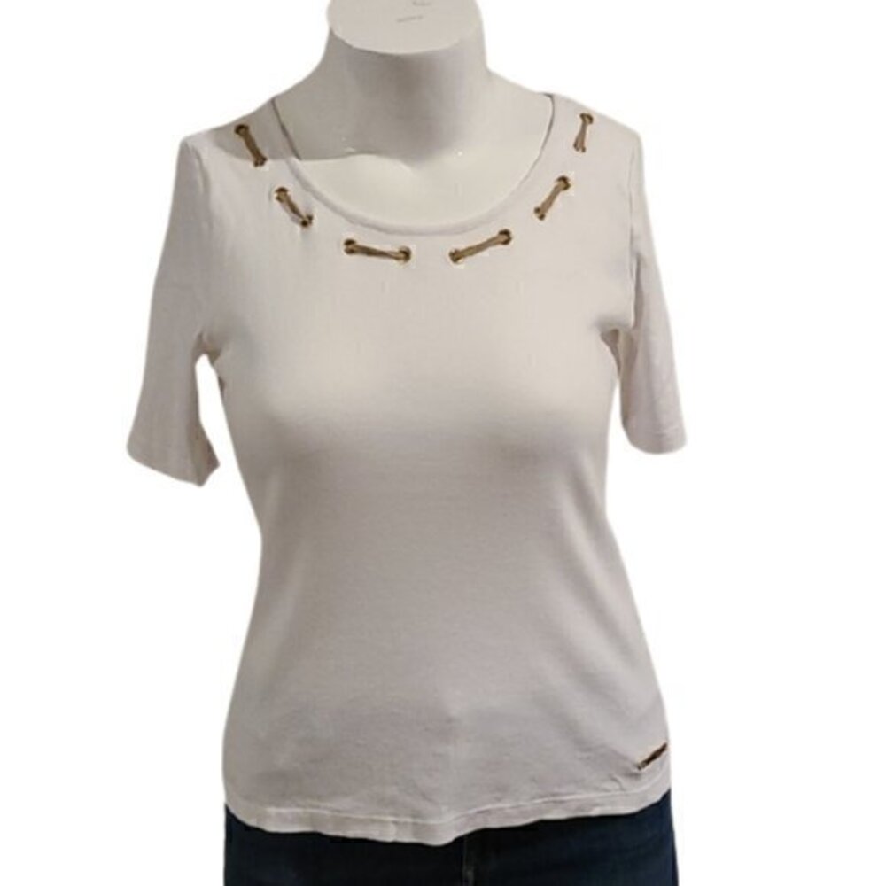 [Jones New York] White Scoop Neck Top - Size L